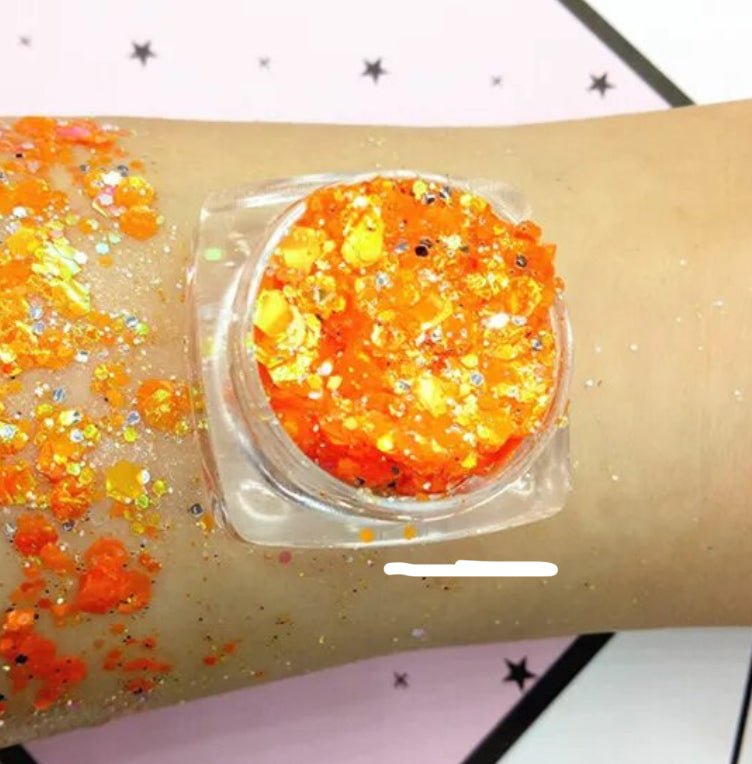 Festival glitters gezicht - oranje