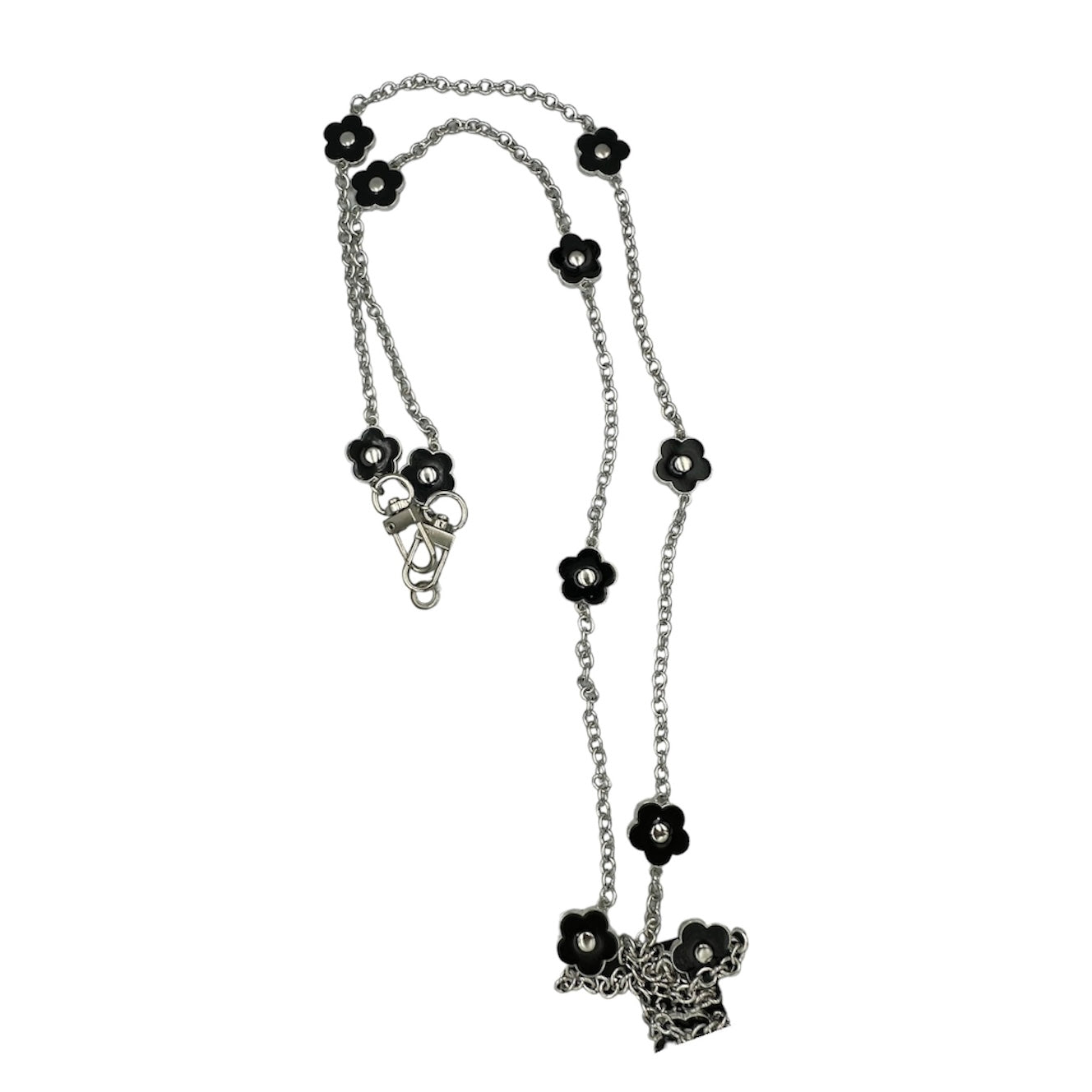Telefoonketting bloemetjes - zilver - universeel