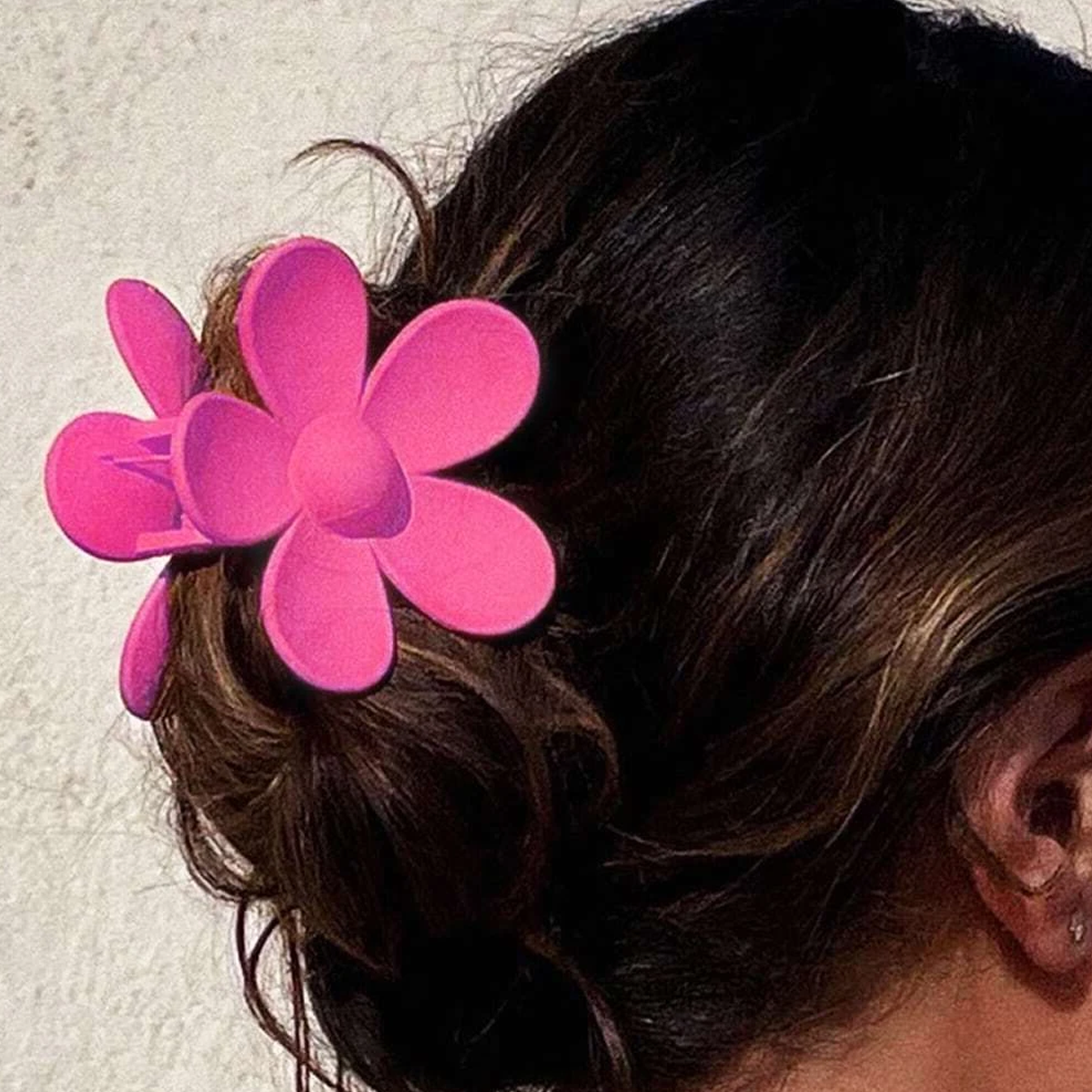 Haarclip bloem - roze - 7 cm