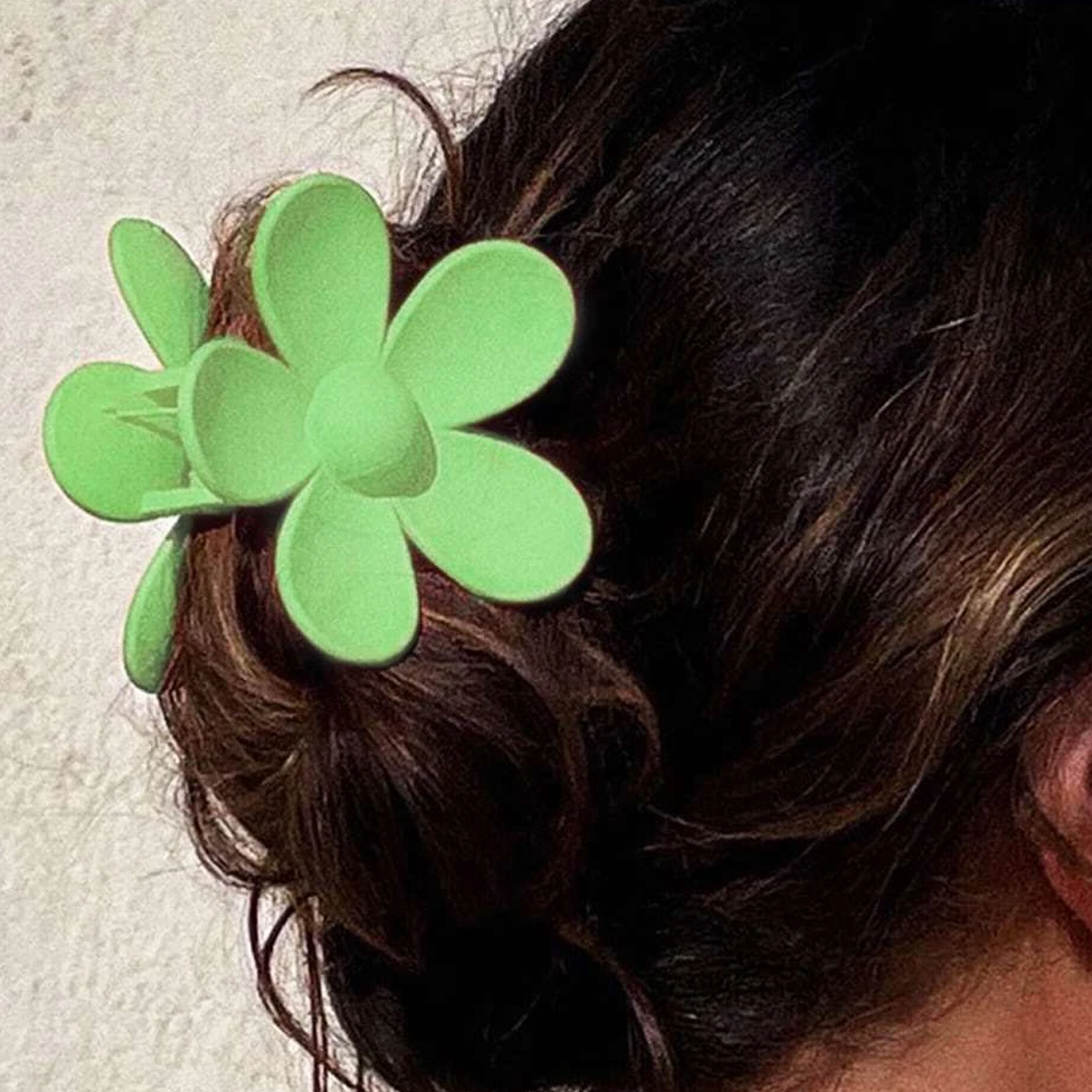Haarclip bloem - groen - 7 cm