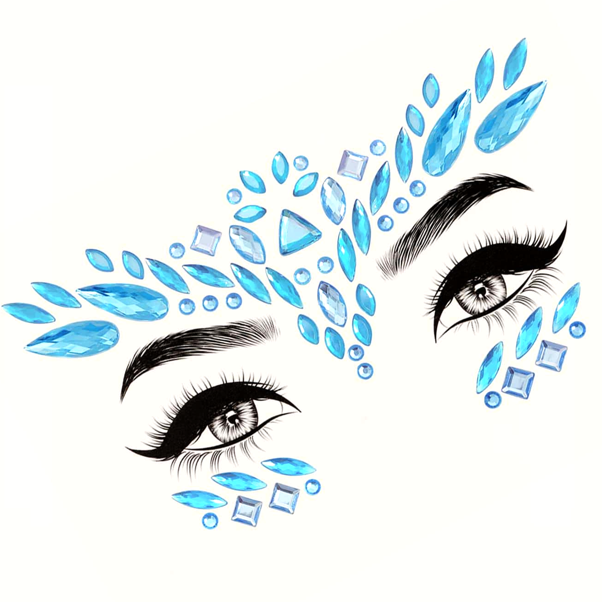Festival face gems gezicht - blauw