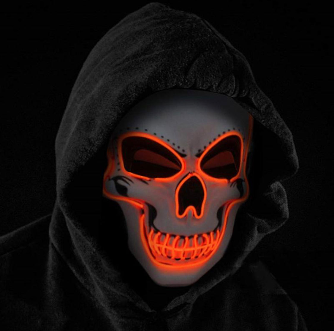 Halloween masker met licht- skull - rood
