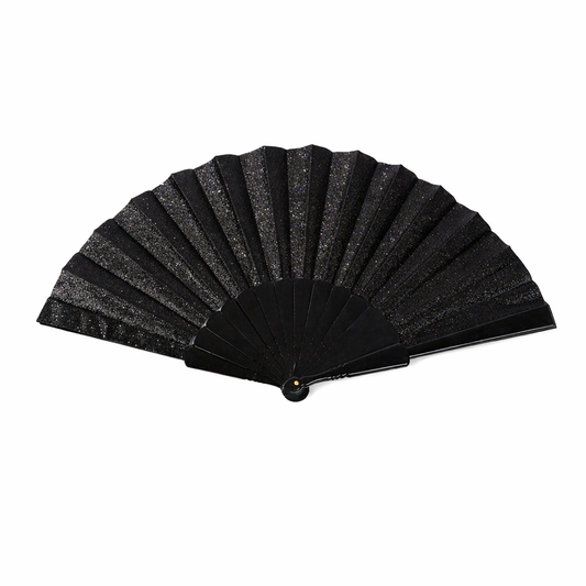 Festival waaier - Glitter - Zwart