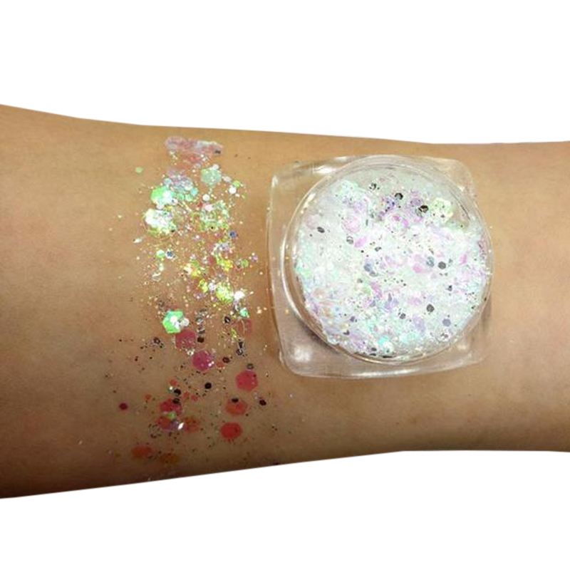 Festival glitters gezicht - wit multi