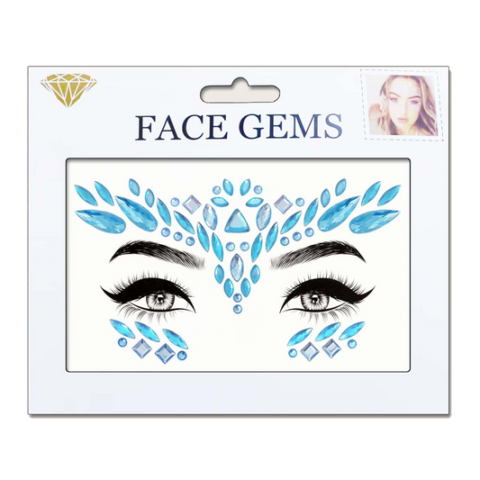 Festival face gems gezicht - blauw