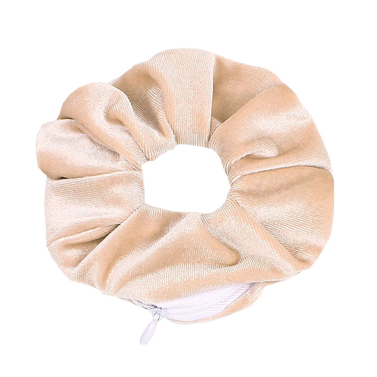 Scrunchie met rits - beige